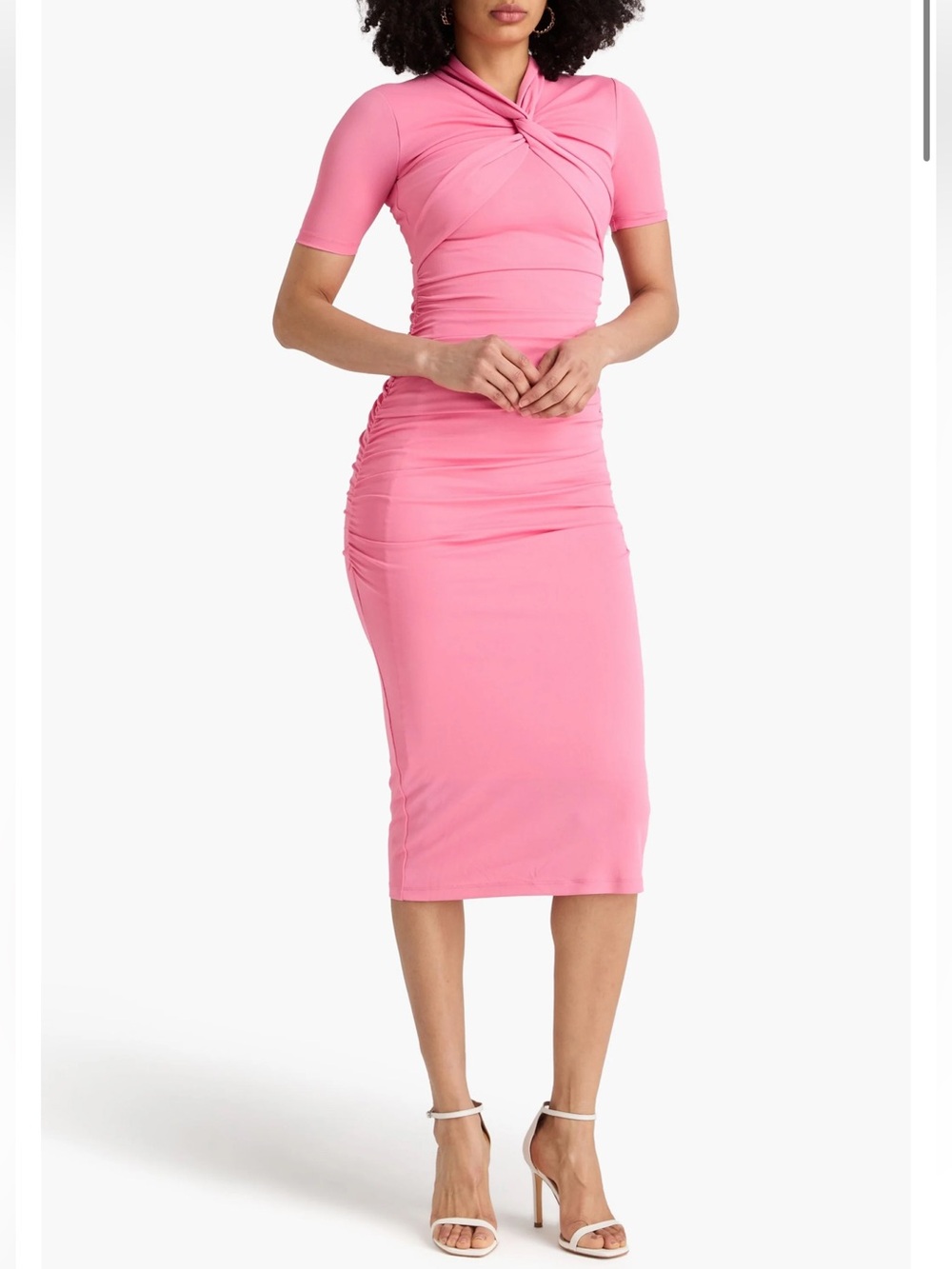 Carolina HERRERA 🔥 Twisted Neck Ruched Midi Dress